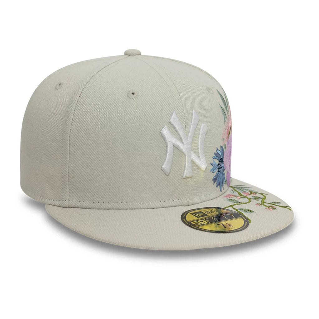 New York Yankees MLB Floral Light Beige 59FIFTY Fitted Cap