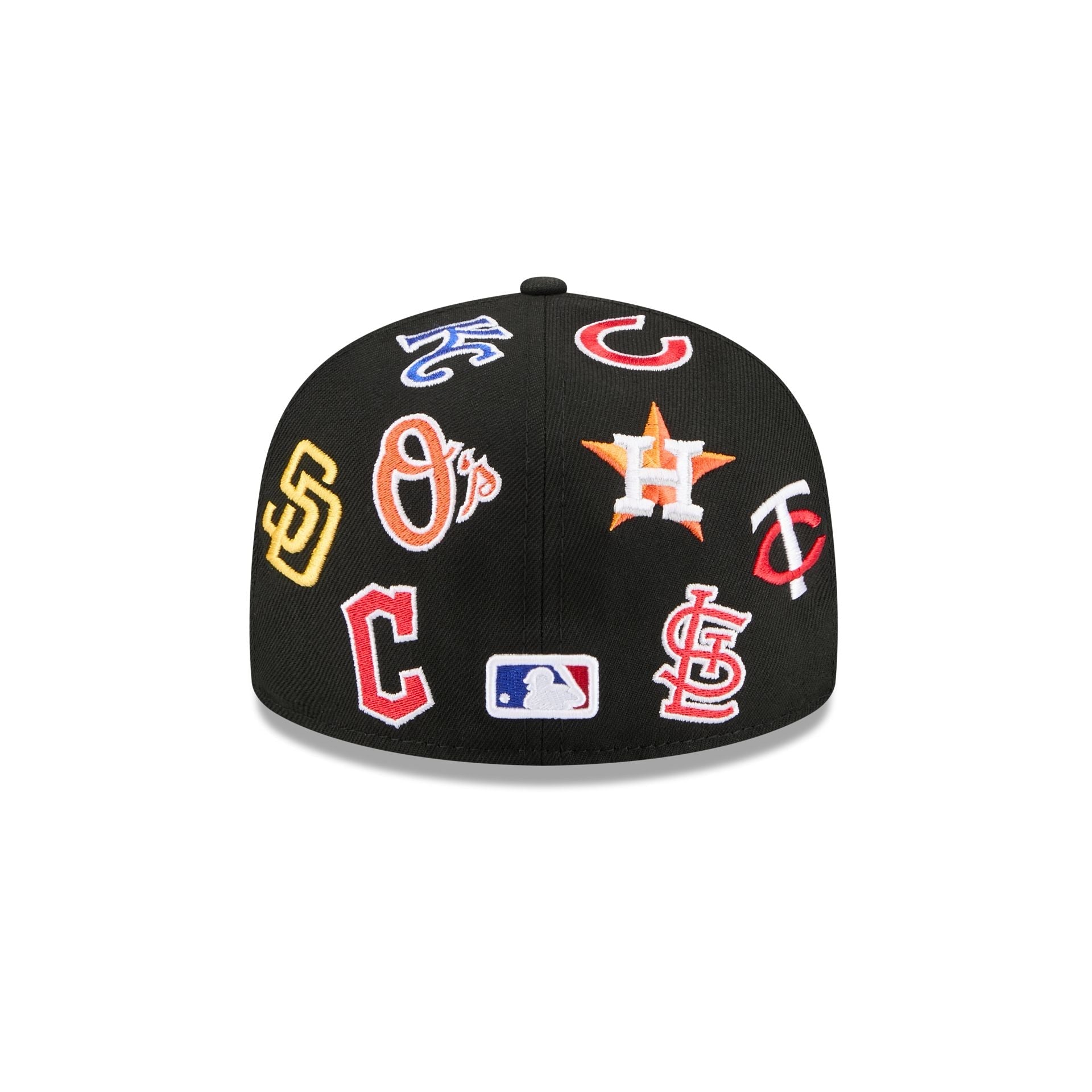 MLB All Over Logo Black 59FIFTY Fitted Hat