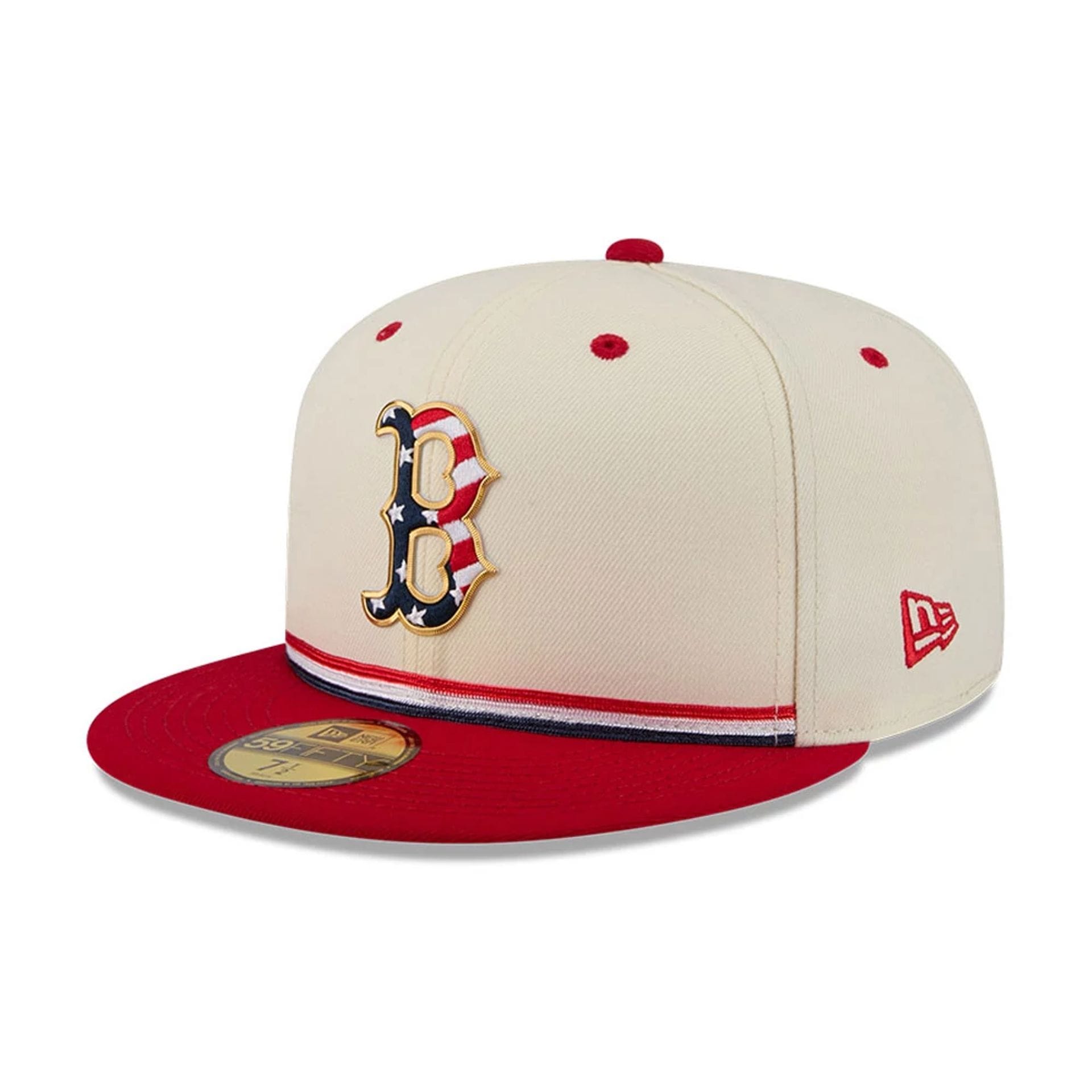 Boston Red Sox MLB 4th Of July 2026 Cream 59FIFTY Fitted Cap