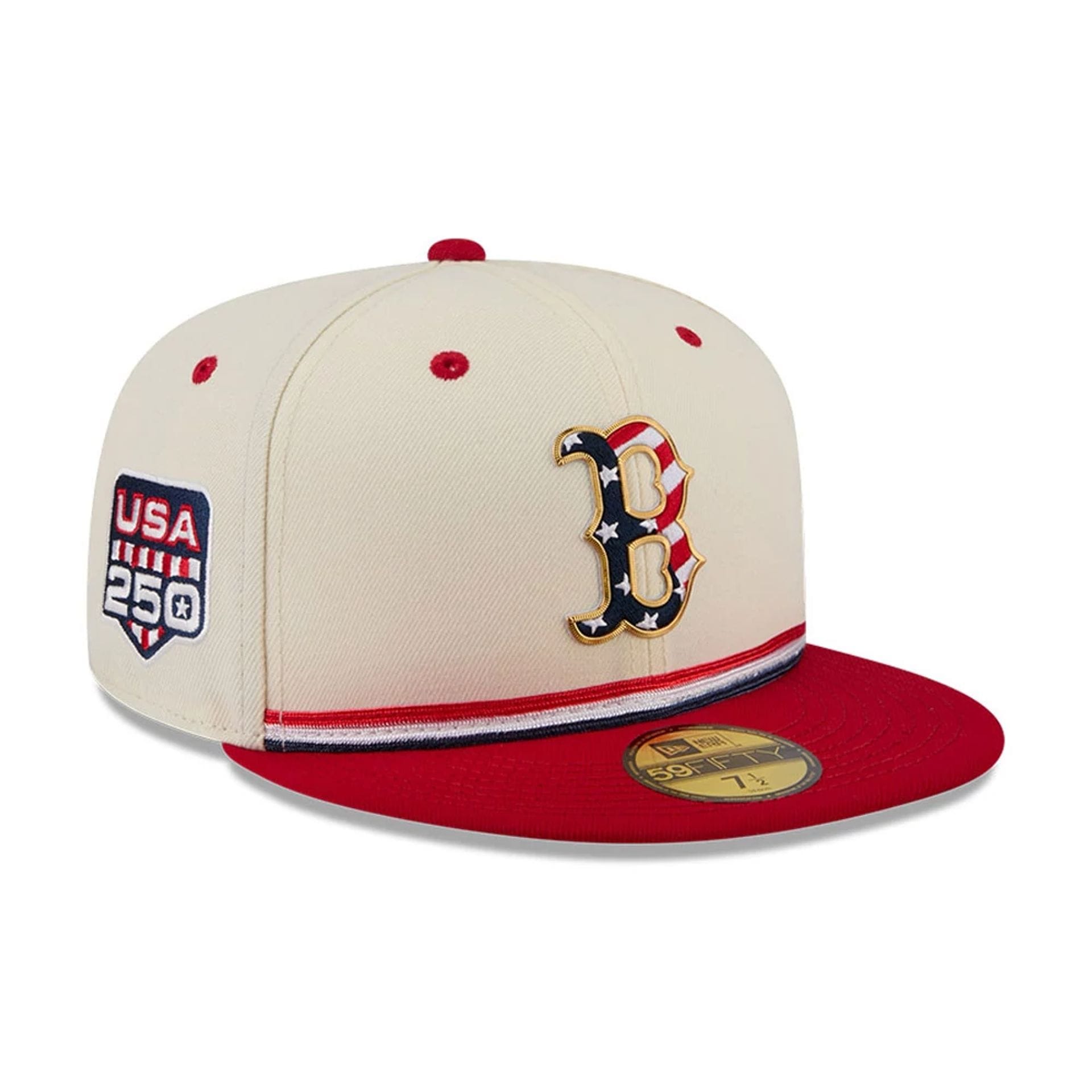 Boston Red Sox MLB 4th Of July 2026 Cream 59FIFTY Fitted Cap