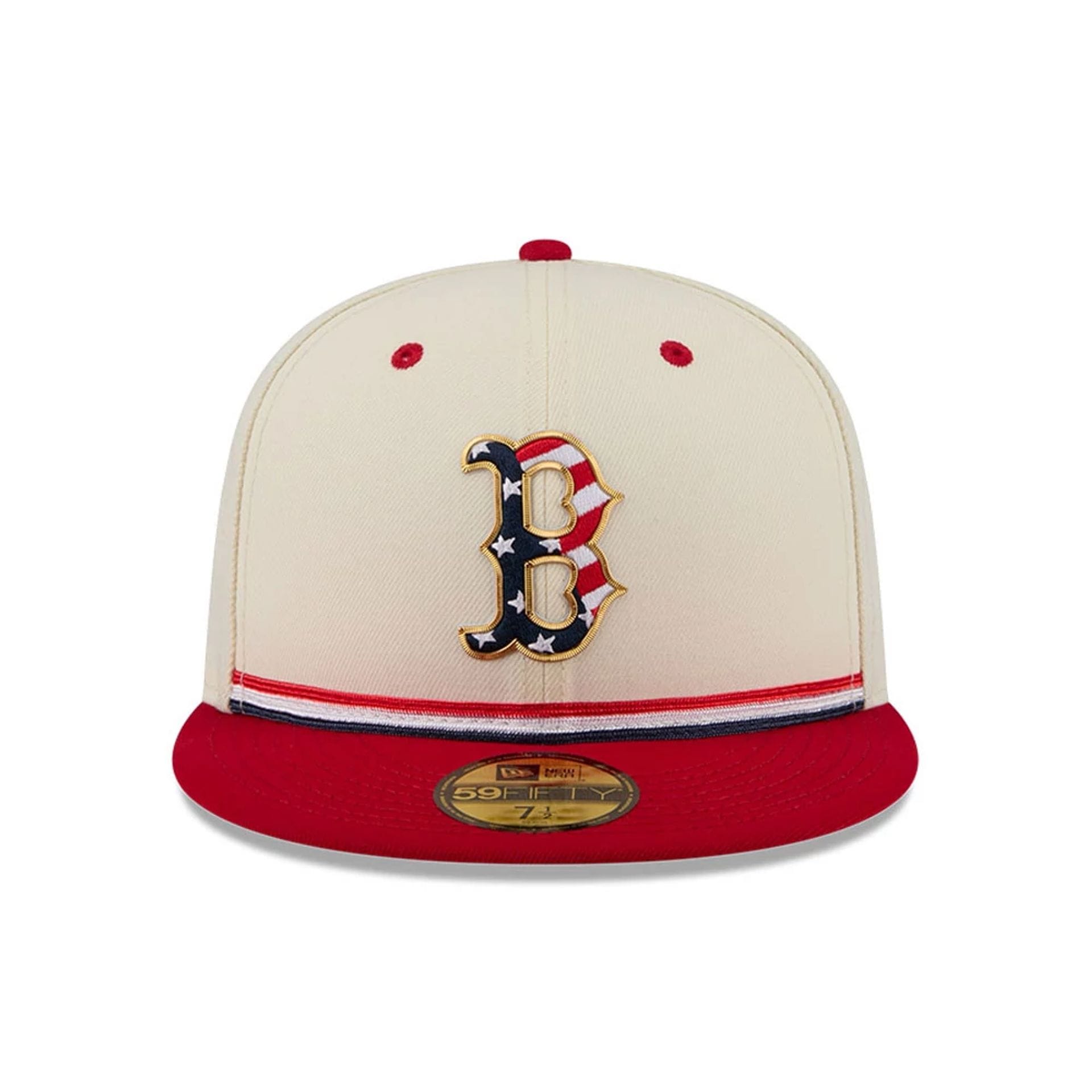Boston Red Sox MLB 4th Of July 2026 Cream 59FIFTY Fitted Cap