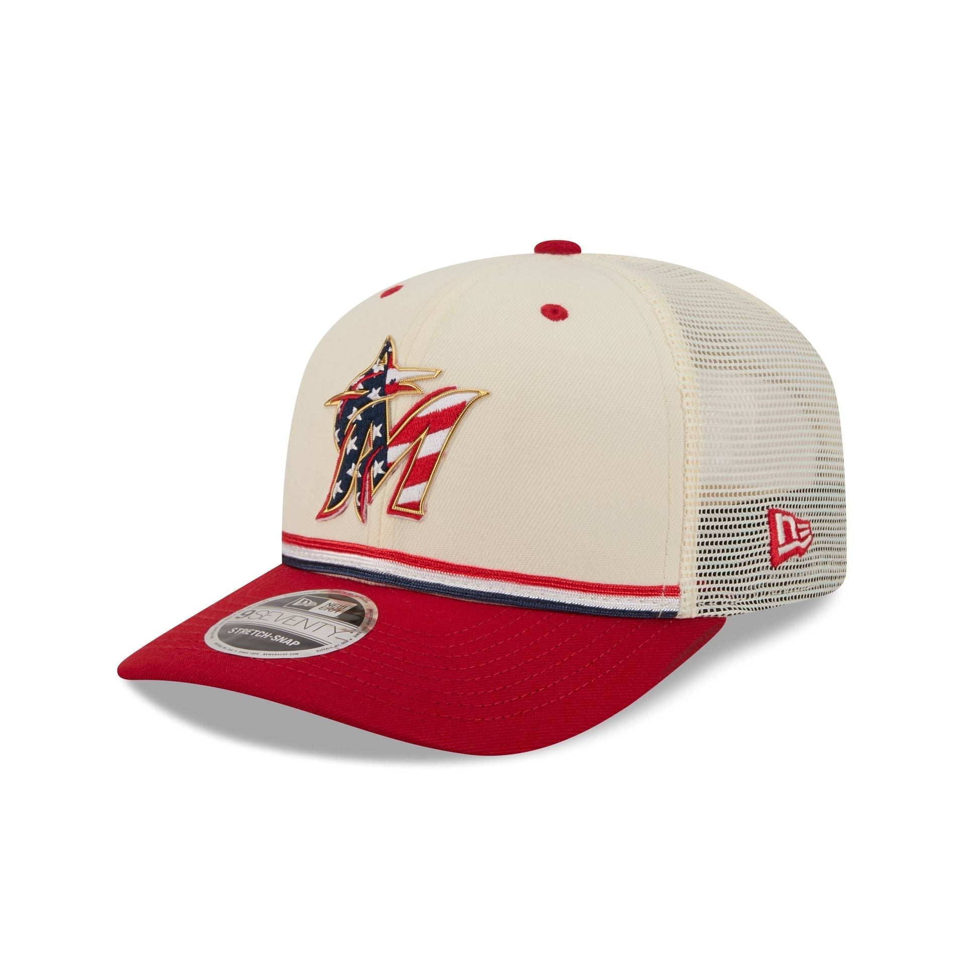 Miami Marlins Independence Day 2026 9SEVENTY Trucker Hat