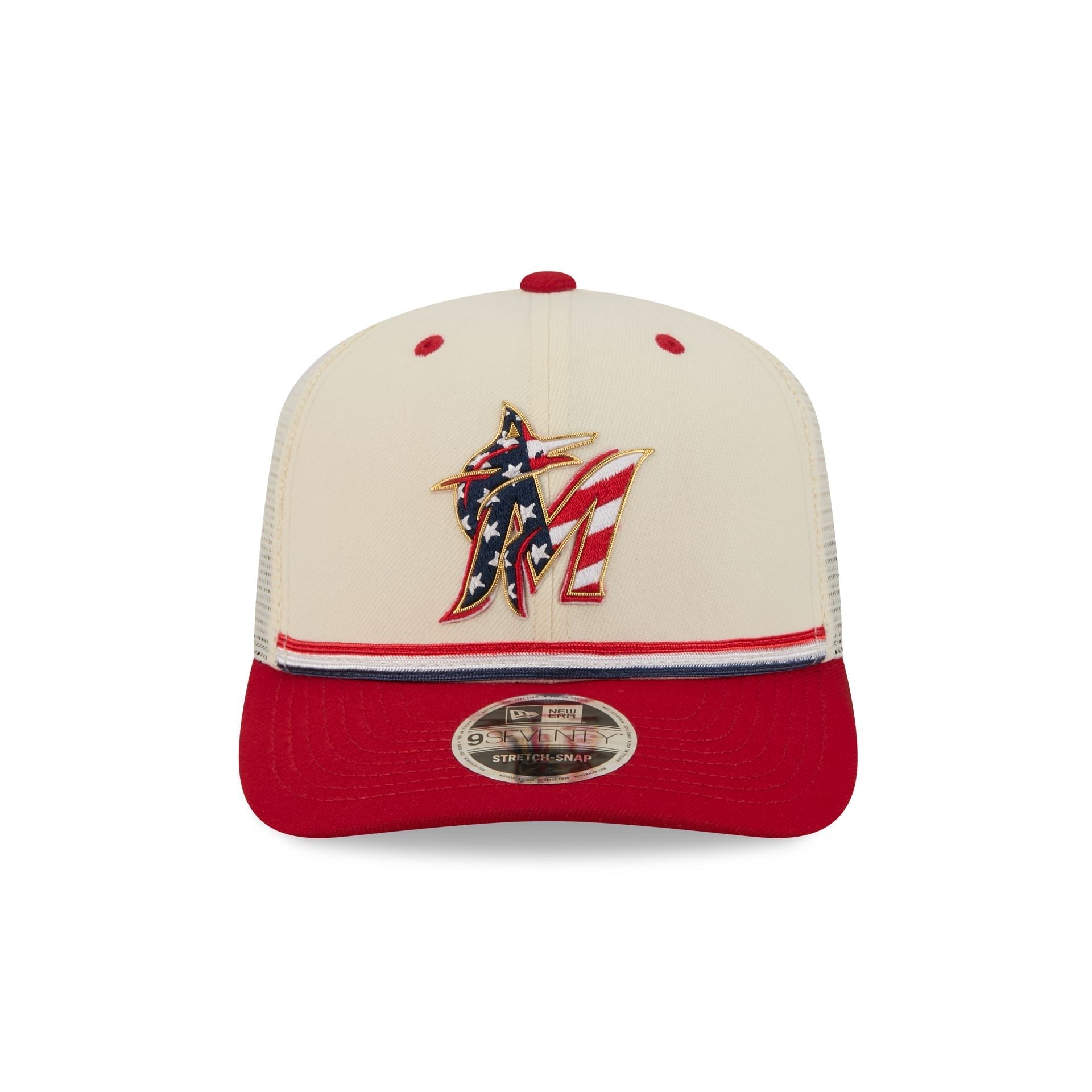 Miami Marlins Independence Day 2026 9SEVENTY Trucker Hat