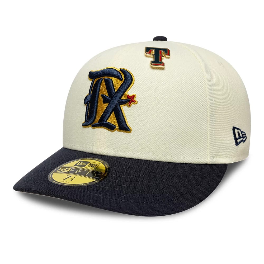 Texas Rangers MLB Pin Cream & Navy 59FIFTY Fitted Cap