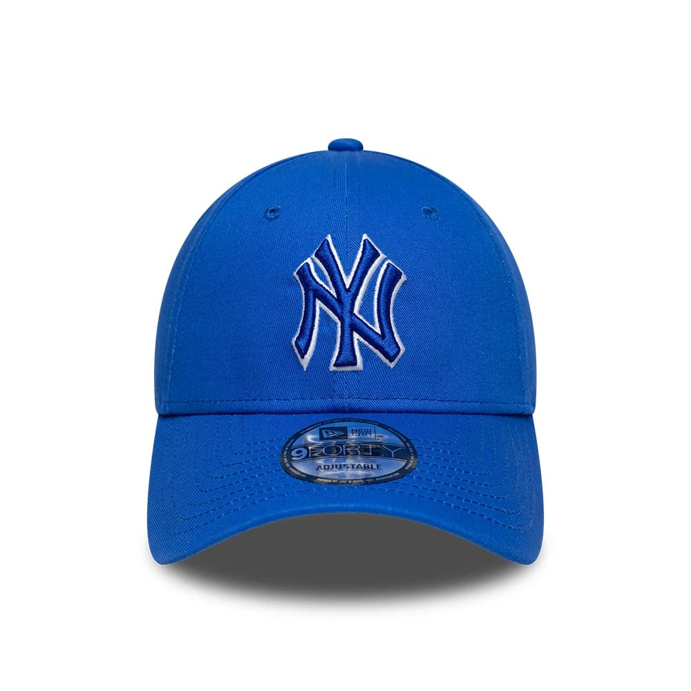 New York Yankees MLB Team Outline Bright Blue 9FORTY Adjustable Cap