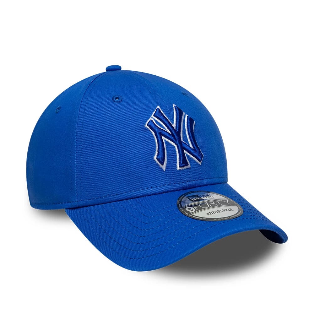 New York Yankees MLB Team Outline Bright Blue 9FORTY Adjustable Cap