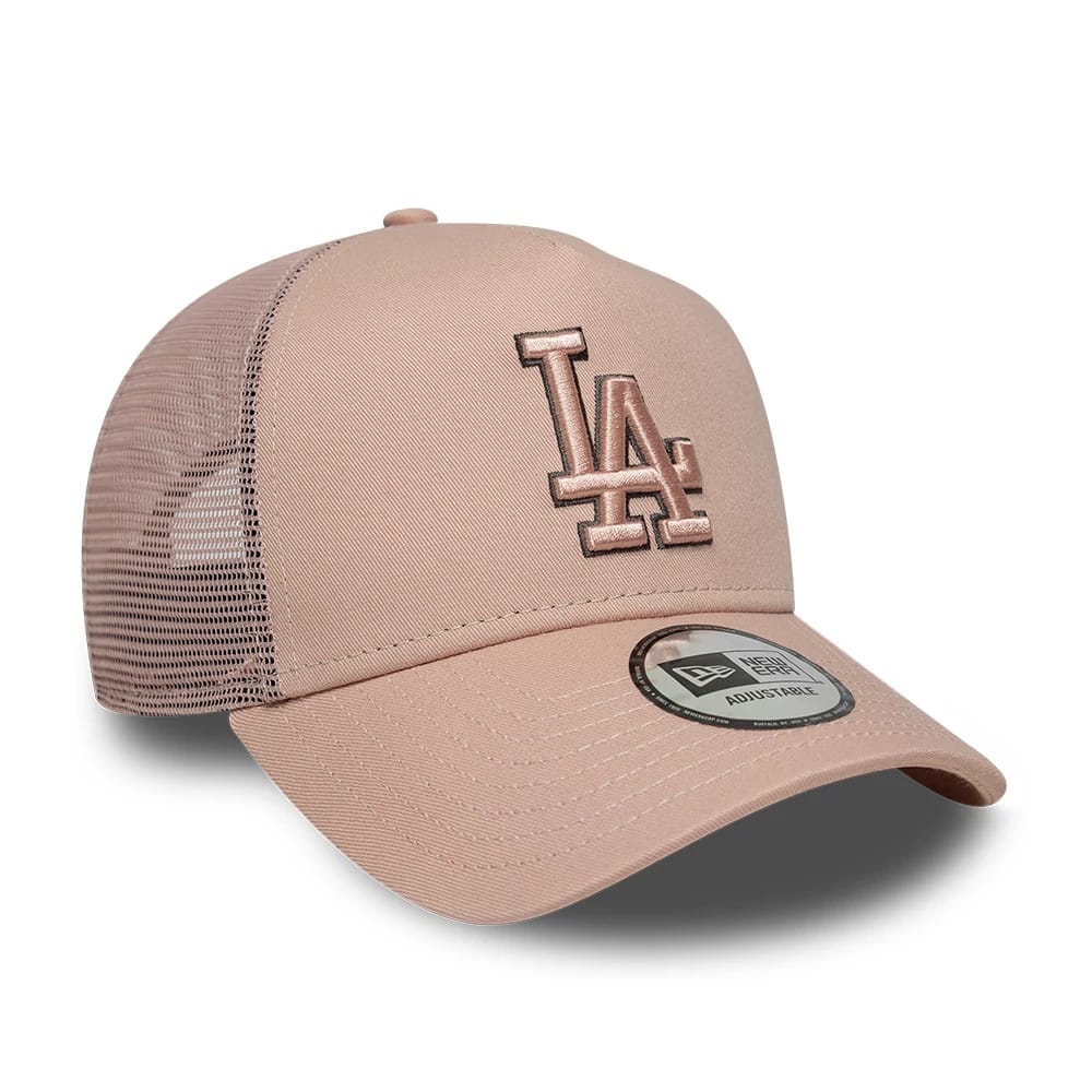 LA Dodgers MLB Outline Pastel Pink 9FORTY E-Frame Trucker Adjustable Cap