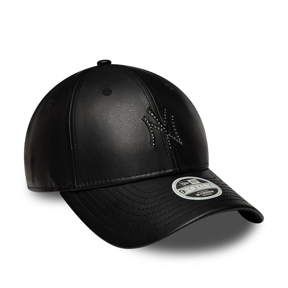Yankees Womens MLB Diamante PU Black 9FORTY M-Crown Adjustable Cap