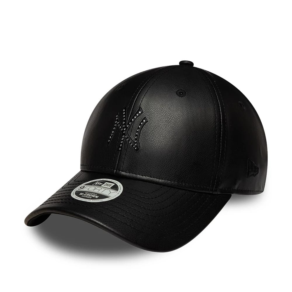 Yankees Womens MLB Diamante PU Black 9FORTY M-Crown Adjustable Cap