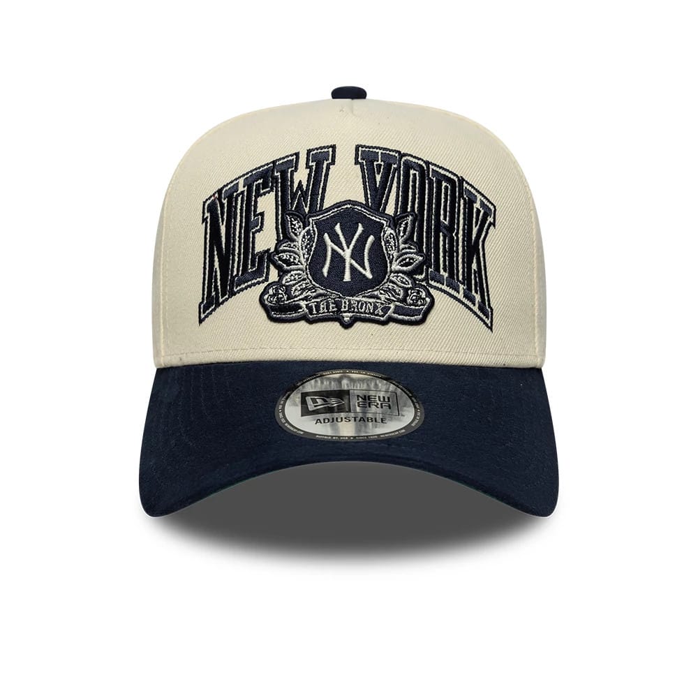 New York Yankees MLB Suede Cream & Navy 9FORTY E-Frame Adjustable Cap