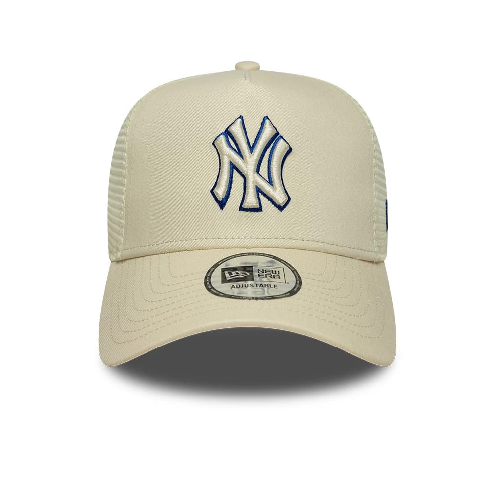 New York Yankees MLB Outline Cream 9FORTY E-Frame Trucker Adjustable Cap