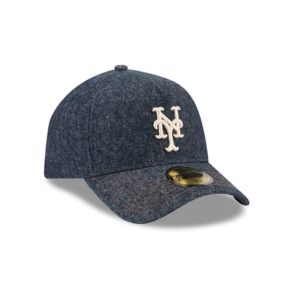 Mets MLB Herringbone Denim Navy 59FORTY A-Frame Fitted Cap