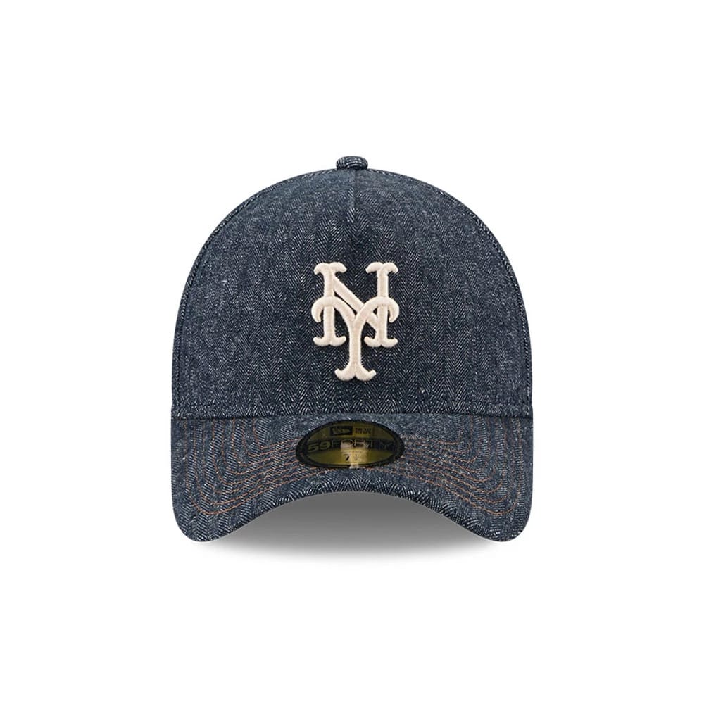Mets MLB Herringbone Denim Navy 59FORTY A-Frame Fitted Cap