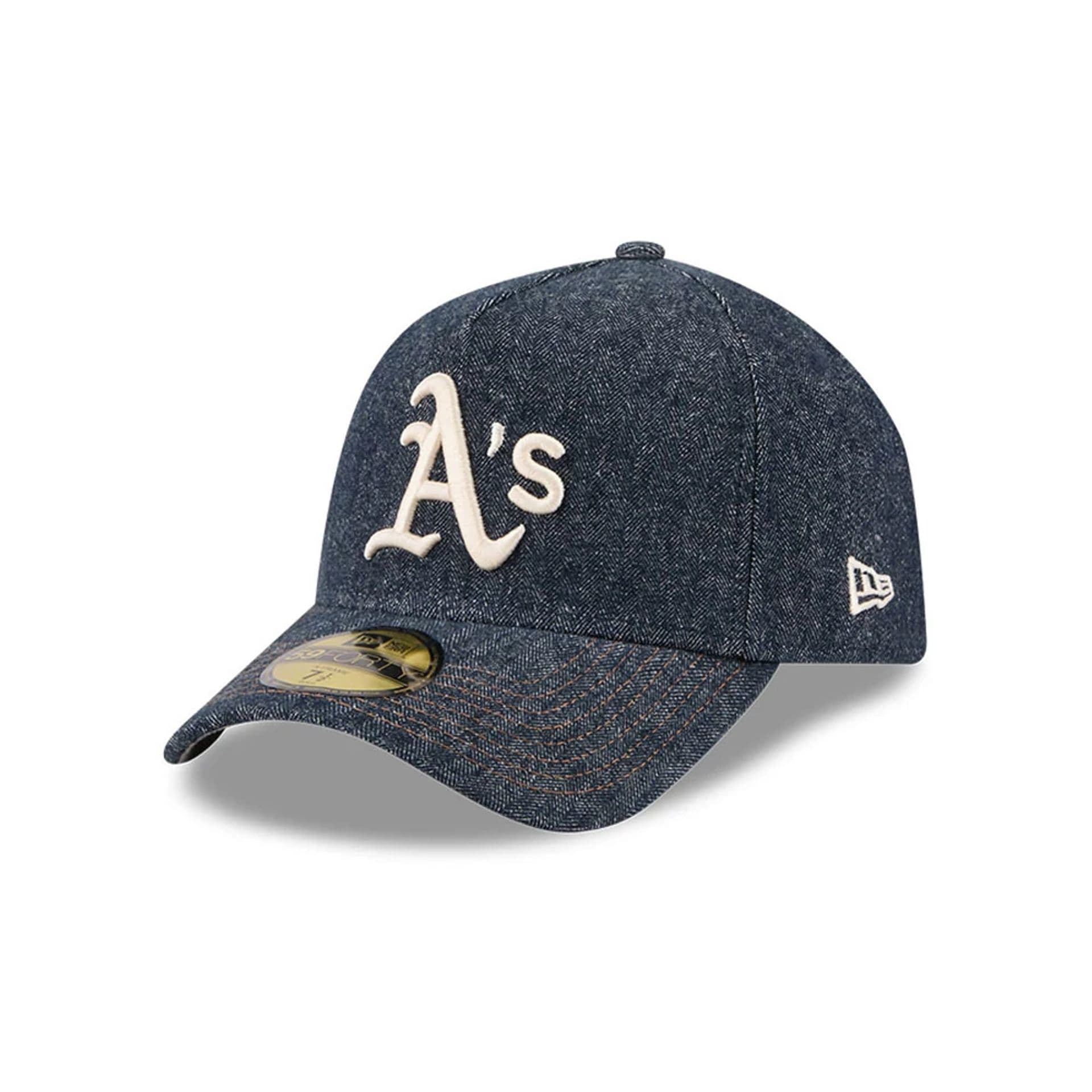 Athletics MLB Herringbone Denim Navy 59FORTY A-Frame Fitted Cap