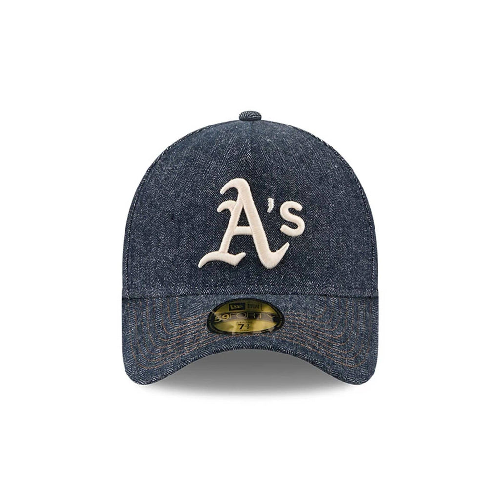 Athletics MLB Herringbone Denim Navy 59FORTY A-Frame Fitted Cap