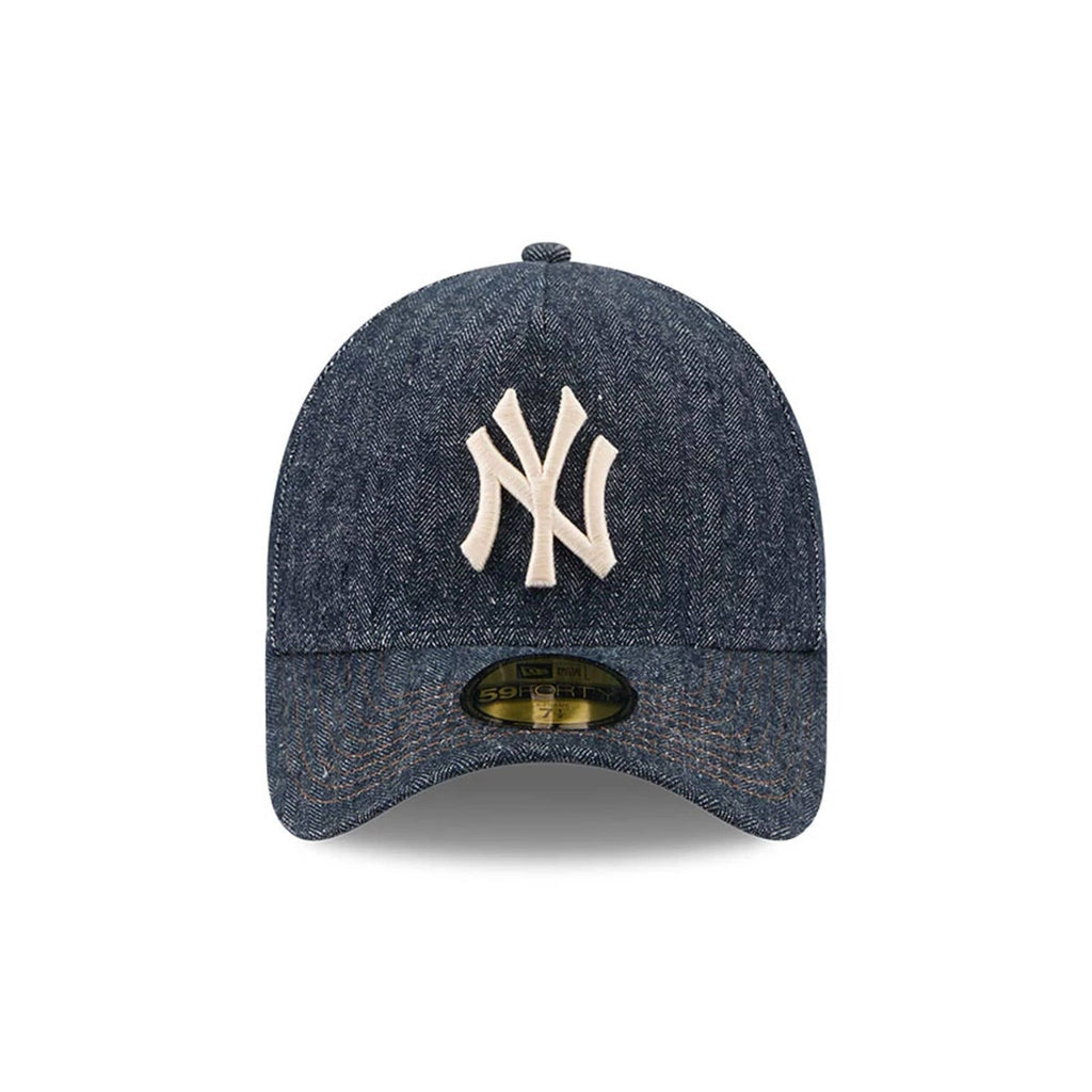 Yankees MLB Herringbone Denim Navy 59FORTY A-Frame Fitted Cap