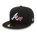 Atlanta Braves MLB Heart Icon Black 59FIFTY Fitted Cap