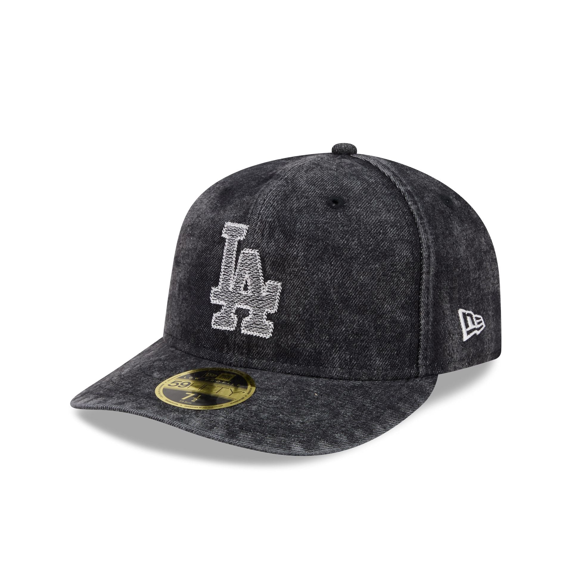 Los Angeles Dodgers Black Denim Low Profile 59FIFTY Fitted Hat