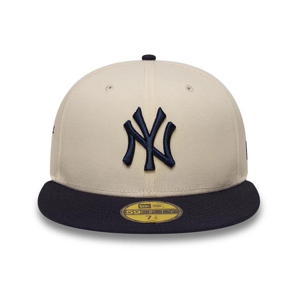 New York Yankees MLB Side Script Cream & Navy 59FIFTY Fitted Cap