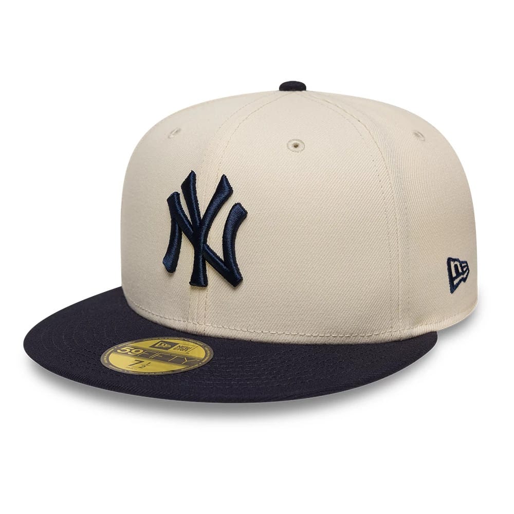 New York Yankees MLB Side Script Cream & Navy 59FIFTY Fitted Cap