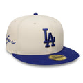 LA Dodgers MLB Side Script Cream & Blue 59FIFTY Fitted Cap