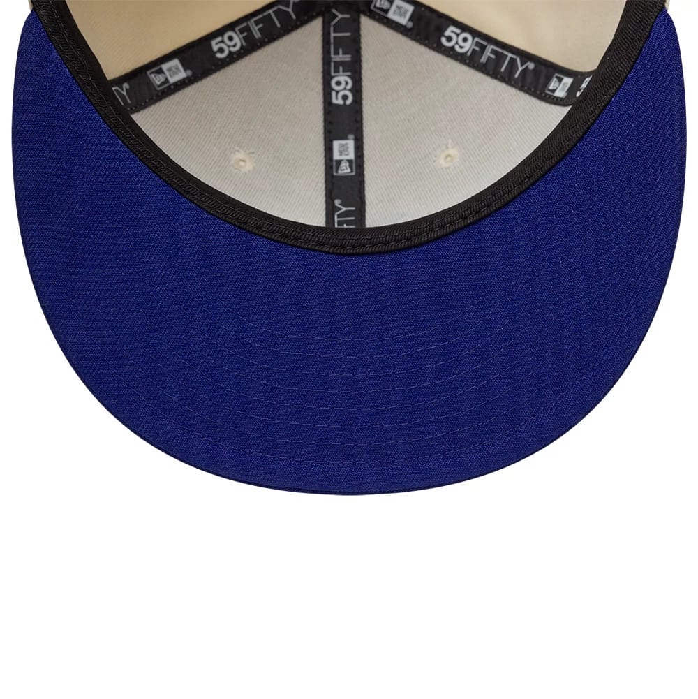 LA Dodgers MLB Side Script Cream & Blue 59FIFTY Fitted Cap