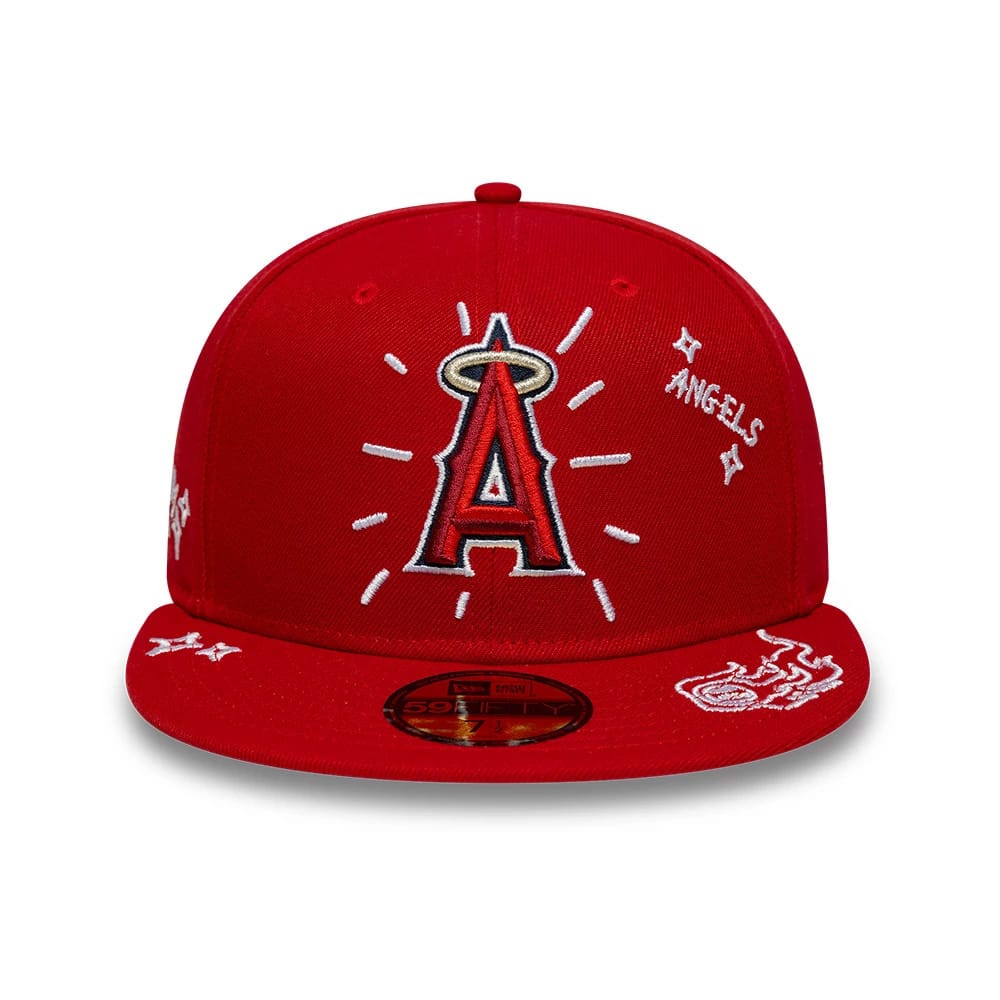 LA Angels MLB Scribble Red 59FIFTY Fitted Cap