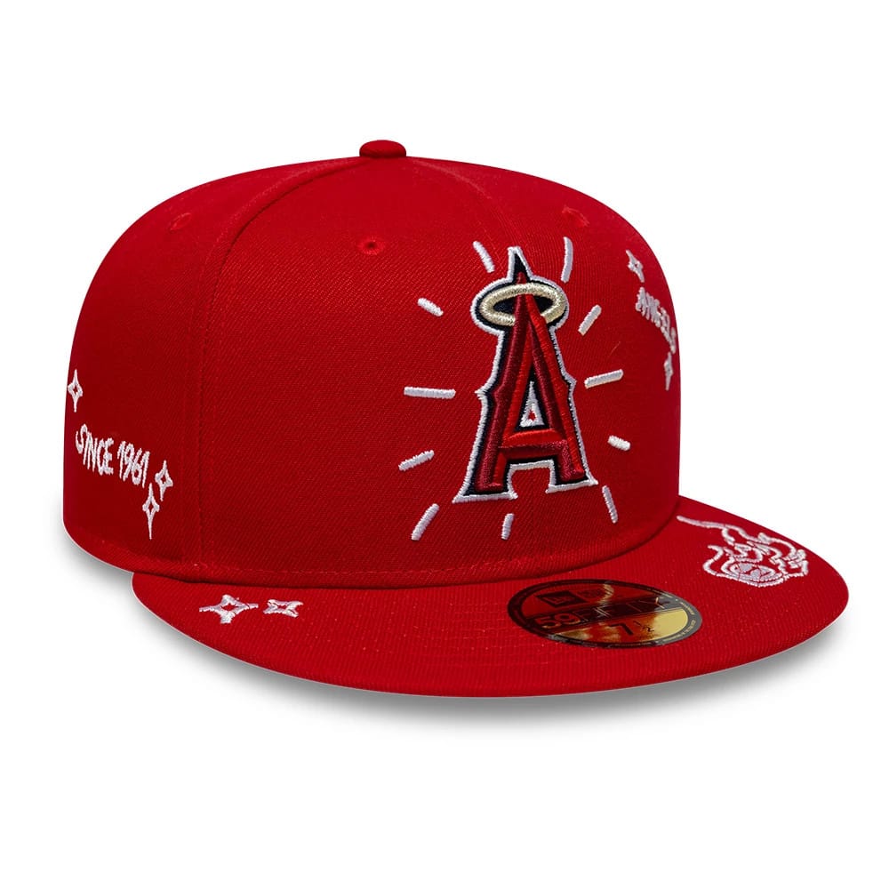 LA Angels MLB Scribble Red 59FIFTY Fitted Cap