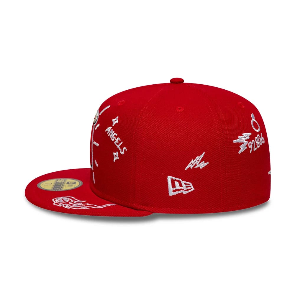 LA Angels MLB Scribble Red 59FIFTY Fitted Cap
