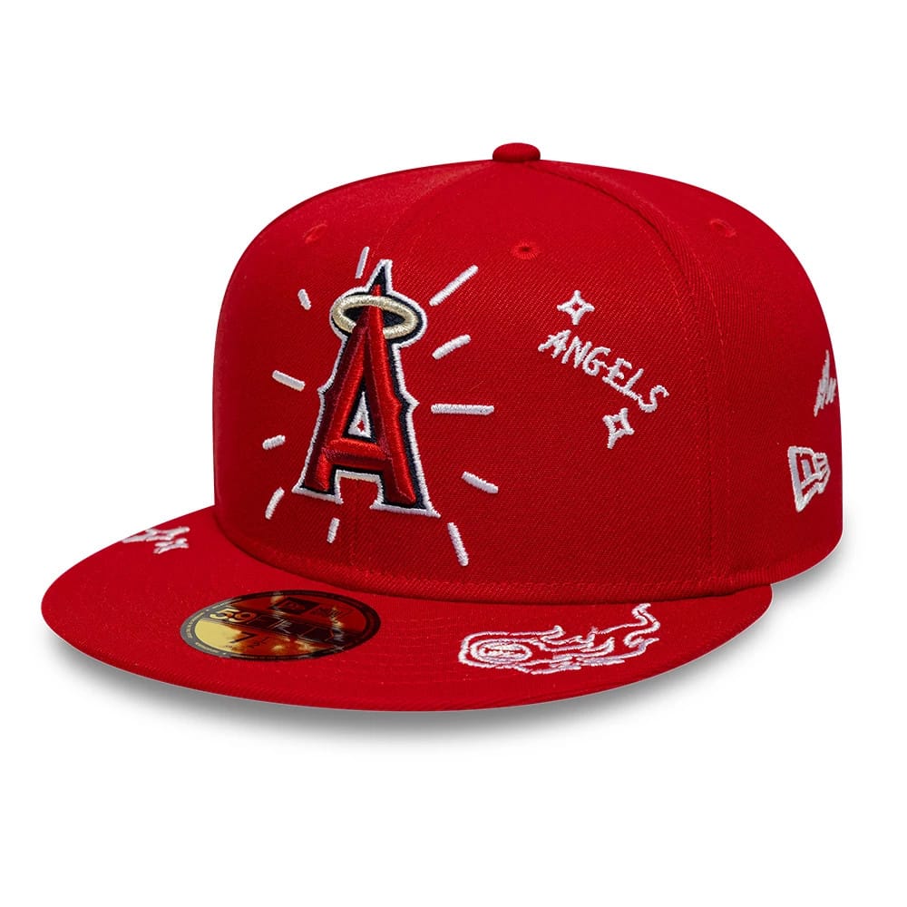 LA Angels MLB Scribble Red 59FIFTY Fitted Cap