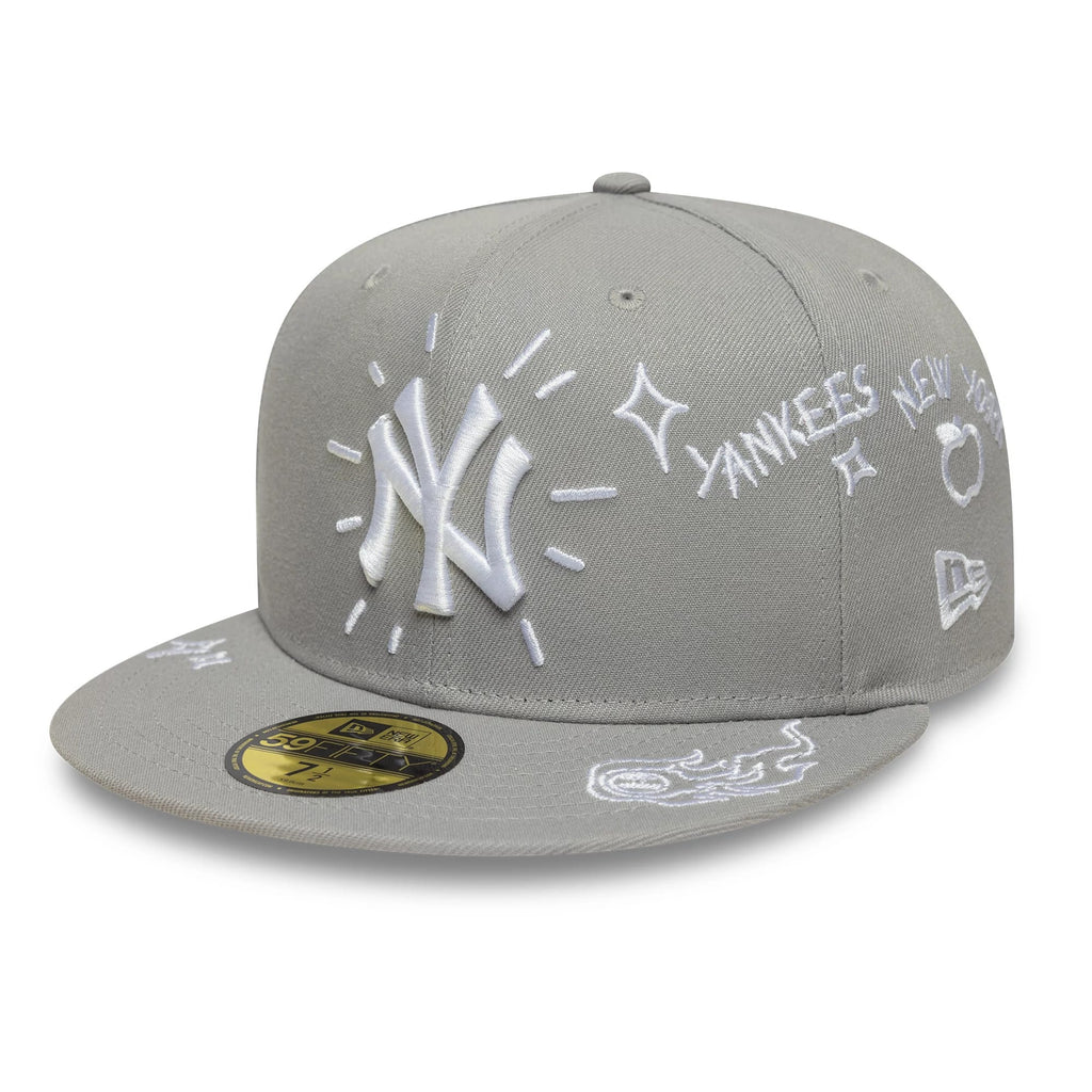 New York Yankees MLB Scribble Grey 59FIFTY Fitted Cap