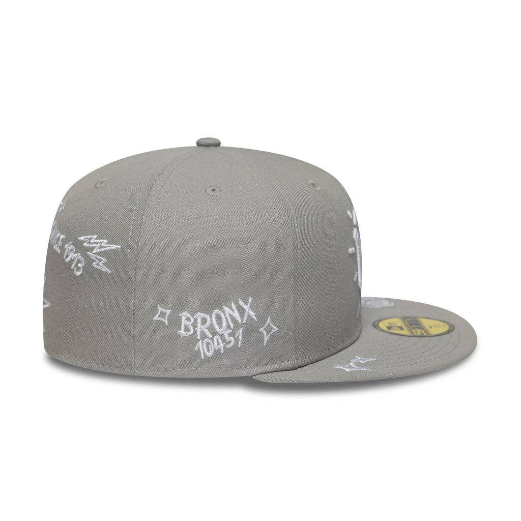 New York Yankees MLB Scribble Grey 59FIFTY Fitted Cap
