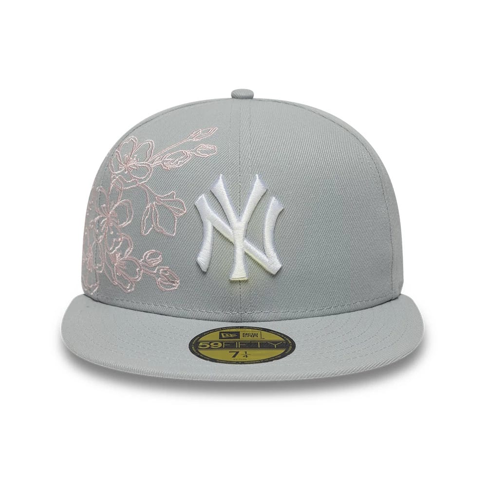 New York Yankees MLB Floral Outline Grey 59FIFTY Fitted Cap