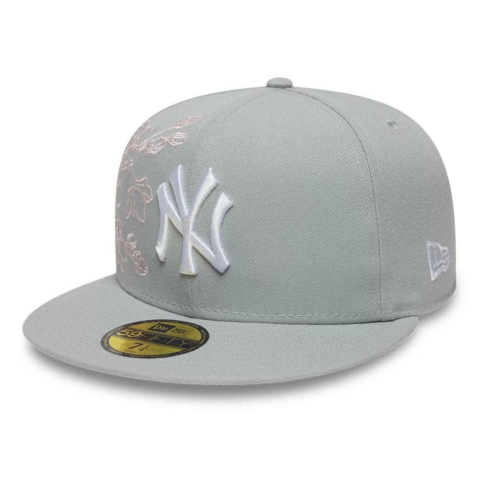 New York Yankees MLB Floral Outline Grey 59FIFTY Fitted Cap