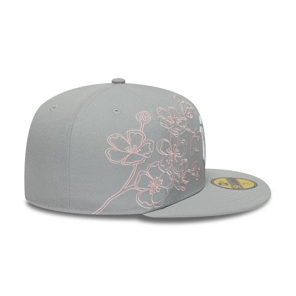 New York Yankees MLB Floral Outline Grey 59FIFTY Fitted Cap