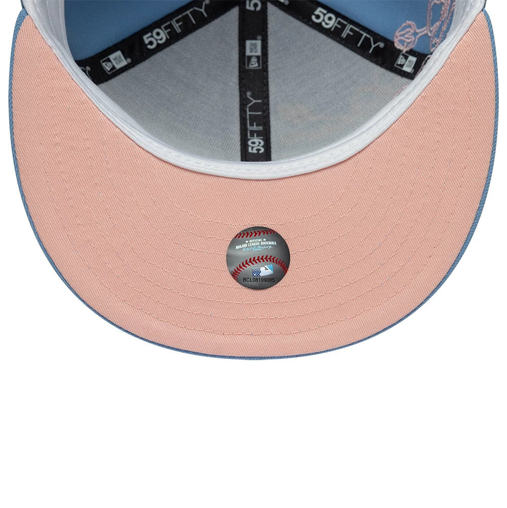 LA Dodgers MLB Floral Outline Pastel Blue 59FIFTY Fitted Cap