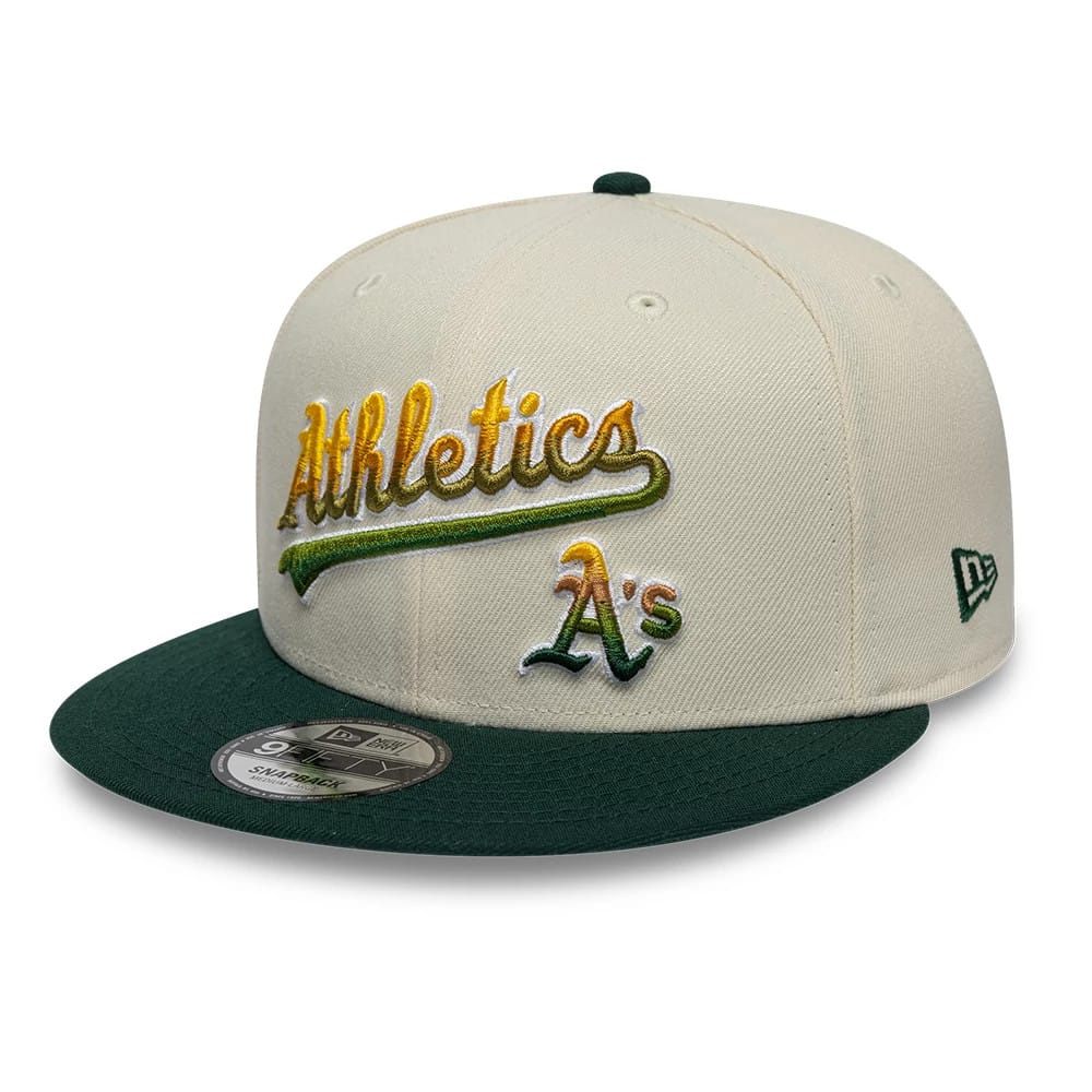Athletics MLB Ombre Script Beige & Green 9FIFTY Snapback Adjustable Cap