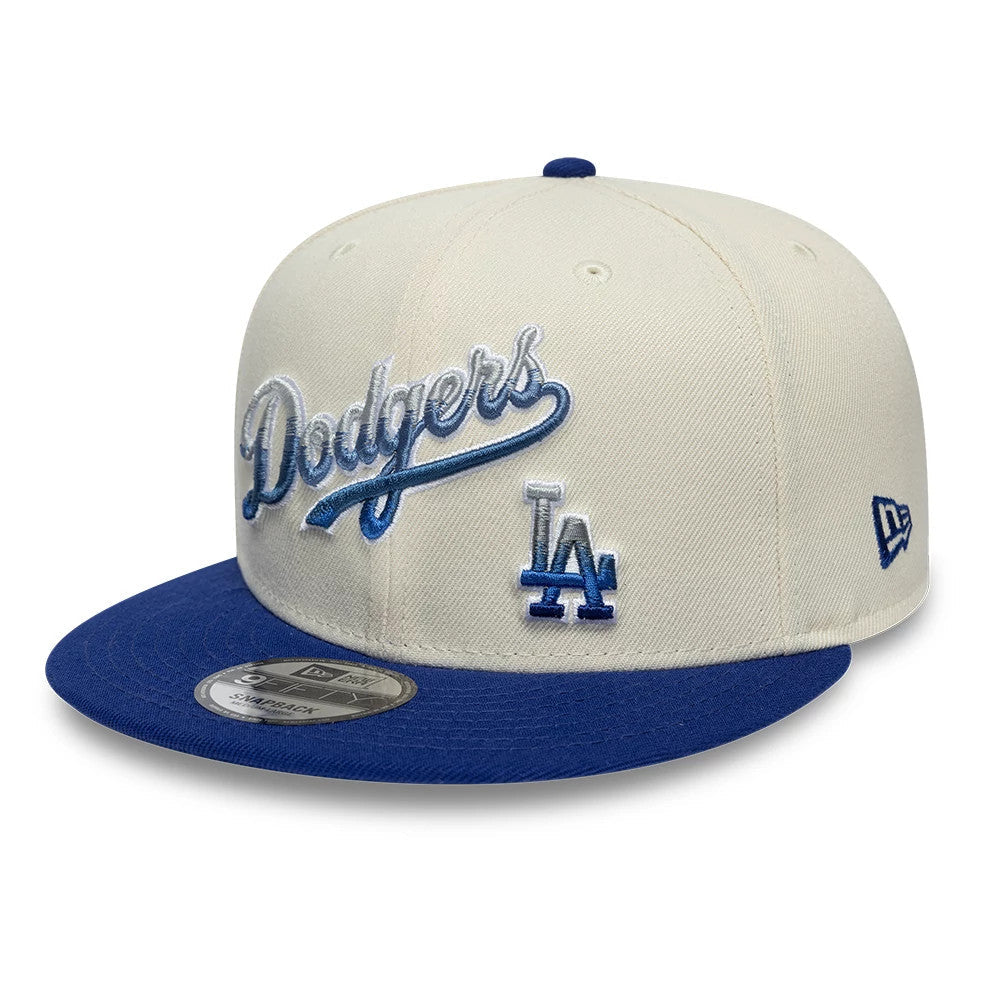 Dodgers MLB Ombre Script Beige & Blue 9FIFTY Snapback Adjustable Cap