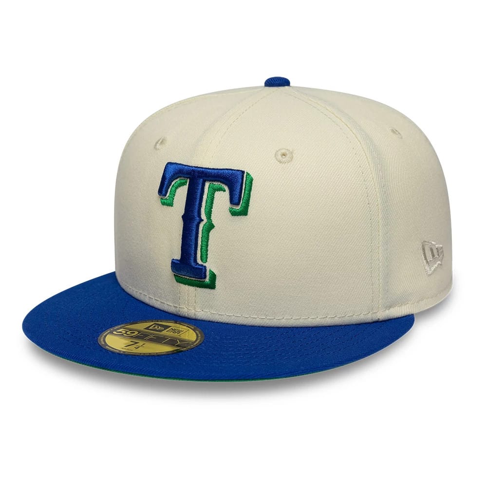 Texas Rangers MLB Cooperstown White & Blue 59FIFTY Fitted Cap