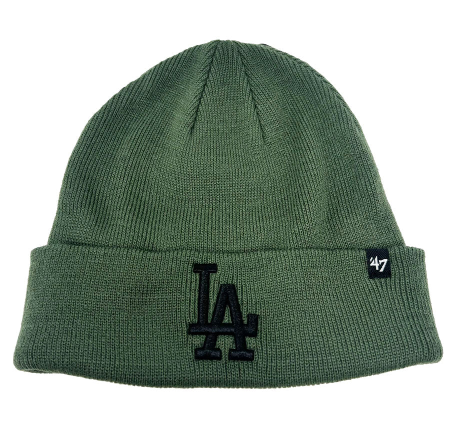 Los Angeles Dodgers Beanie Knit 47 Brand Fold Moss Black Logo
